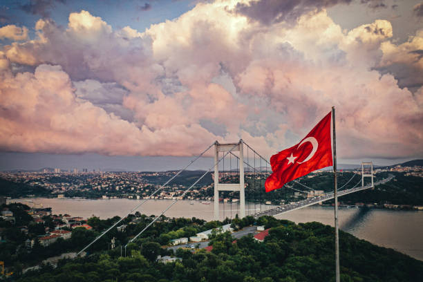 Turkish flag bosporus